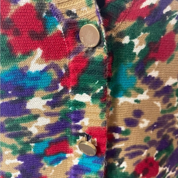 Calvin Klein Womens Sweater L  Multicolored Knitted 3/4 Sleeves Cardigan Button - Picture 6 of 10